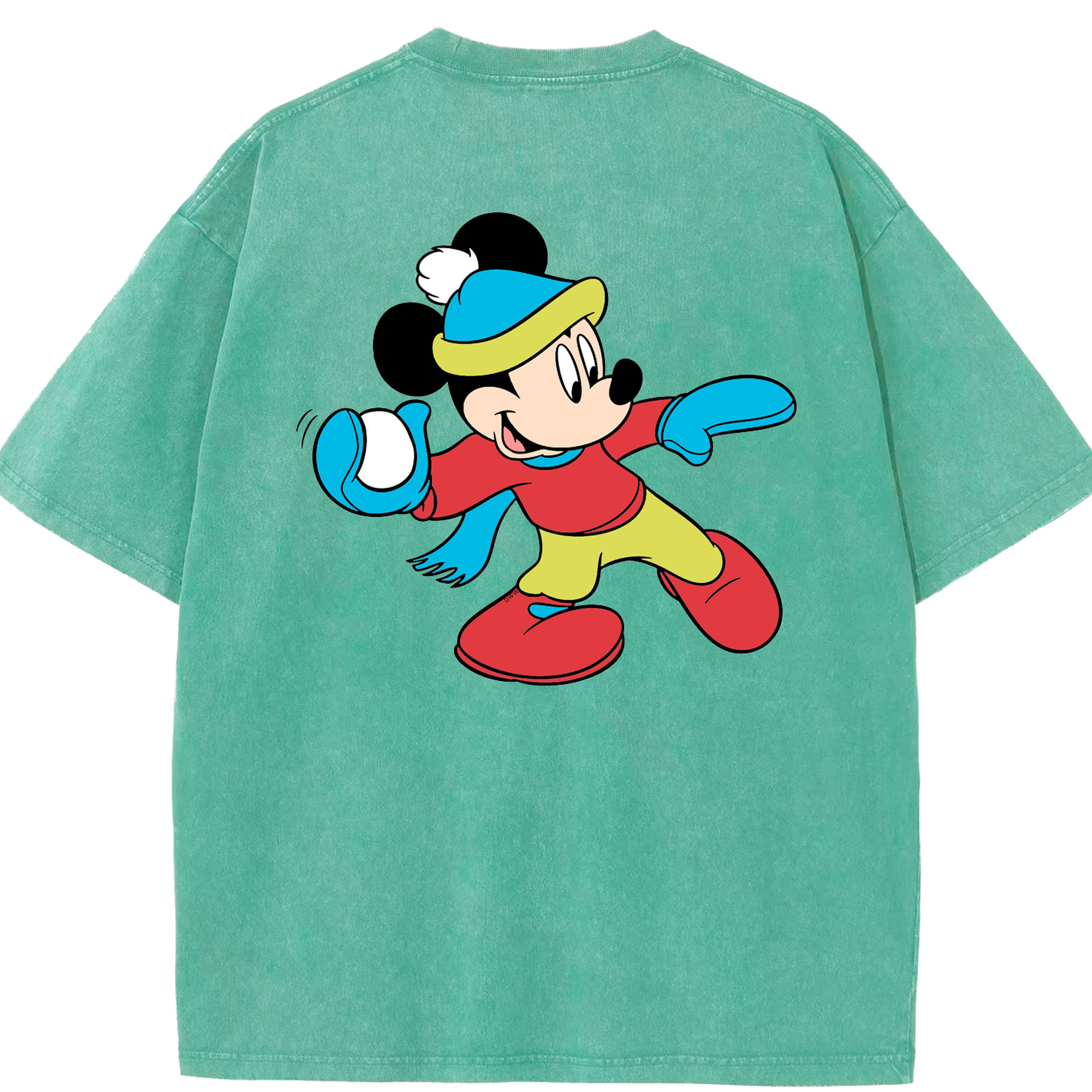（画像用） ミッキーマウス Mickey Mouse 綿100% ヴィンテージ風 半袖Tシャツ（背面プリント）
